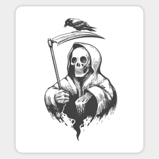 Death with Scythe and Crow Sticker
